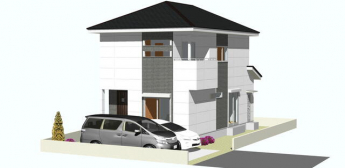 宅地内、南から北に向かって撮影