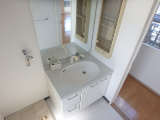 ゆったりとスペースのある洗面所