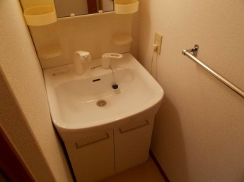 ゆったりとスペースのある洗面所