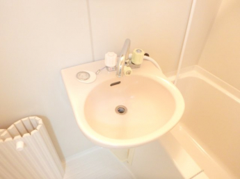 ゆったりとスペースのある洗面所