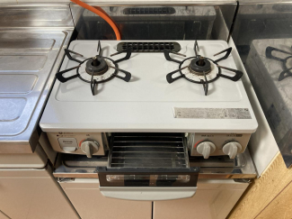 2口コンロ、グリル付き