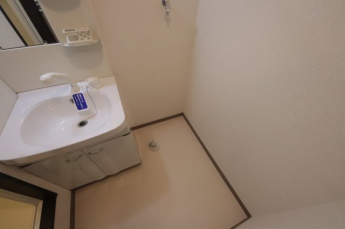 ゆったりとスペースのある洗面所