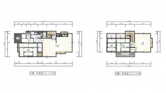 １階　２階　平面図です。