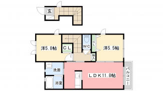 2階角部屋の２LDKです