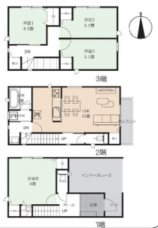 家事動線を意識した4LDKプラン。
キッチン、洗面、浴室を直線配置し、時短家事を実現。
リビング横には畳コーナーを設け、お子様の遊び場や昼寝スペースに最適。
各居室収納＋CL付きで収納力も充実。