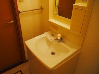 ゆったりとスペースのある洗面所