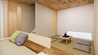 3.7帖のゆったりタタミコーナーは、来客用やお子様の遊びスペ