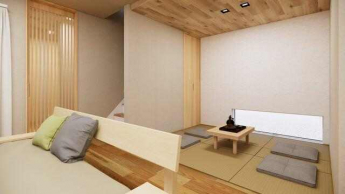 3.7帖のゆったりタタミコーナーは、来客用やお子様の遊びスペ