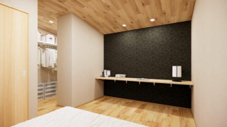 主寝室のカウンターは書斎やメイクスペース等、多用途で使用でき