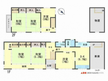 駐車はシャッター付きガレージに駐車1台可能です！部屋数も多く