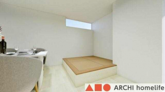 【飾東町庄Ａ】小上がりのタタミコーナー下のスペースは引き出し