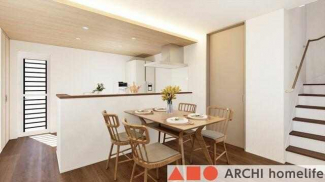 【飾東町庄B】キッチンの正面を腰壁にすることで、LDKが広く