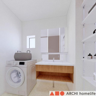 【飾東町庄B】スタイリッシュなフロートタイプの洗面台で、朝の