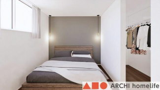 【飾東町庄B】グレーのアクセントクロスと間接照明がお洒落な主