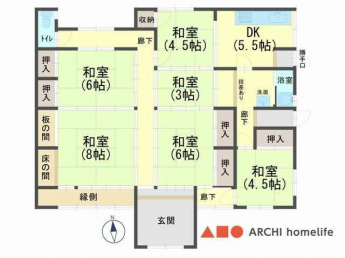 全居室和室で、襖の使い方次第で多様にレイアウト可能です。