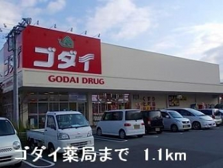 ゴダイドラッグまで1100m