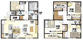 土間収納や４帖のＷＩＣ、パントリーなど各所に嬉しい収納がある