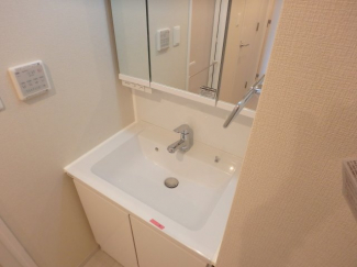 ゆったりとスペースのある洗面所