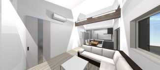 リビングの天井高は３．２ｍ～最大５．１ｍ。外観からは想像でき