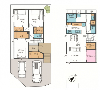 ２階リビングで眺望も確保
