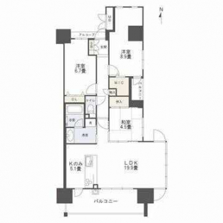 86.00㎡の広々とした南東角部屋の3LDKです