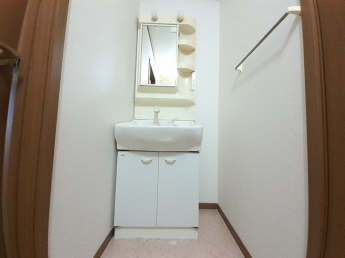 ゆったりとスペースのある洗面所