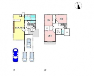 インナーガレージに駐車スペース３台分あり！シューズクロークや