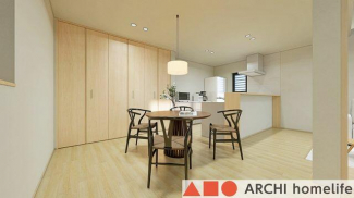 【内観パース図：キッチン】パントリー付きの広々としたキッチン