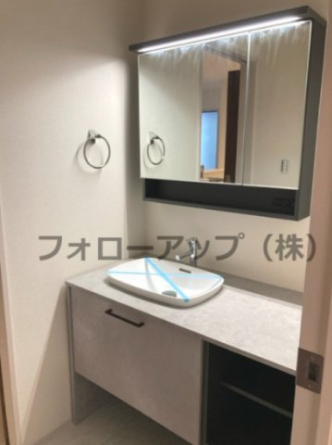 朝の支度にも助かる、独立の洗髪洗面化粧台