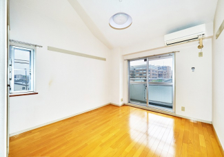 6.8帖洋室、二面採光、傾斜天井です