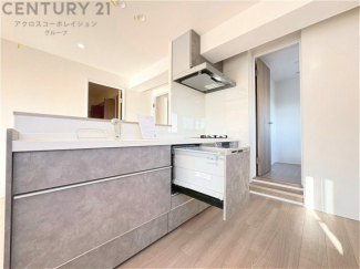 シンプルなデザインと使いやすさを兼ね備えた対面式システムキッチンは、効率的な作業スペースを提供し、家族やゲストとのコミュニケーションを促進します。