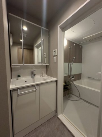 朝の支度にも助かる、独立の洗髪洗面化粧台