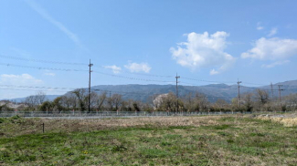 敷地内から箱館山を望む景色