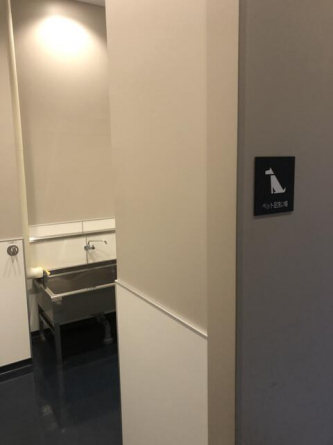 お散歩帰りのワンちゃんの足洗場があります