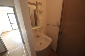 ゆったりとスペースのある洗面所