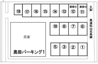 駐車場区画図です♪№６～№１８は東側と西側が進入路になります