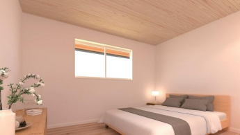 イメージパース天然木の温かみを感じる約８．１帖のベッドルーム
