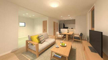 【完成予想図】１６帖の広々としたＬＤＫ。住みやすさを追求した