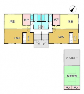 1SLDK　+　1SLDK　+　倉庫　の二世帯住宅