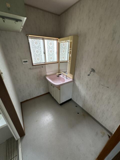 シャワー付き洗面化粧台。朝から洗髪できます。