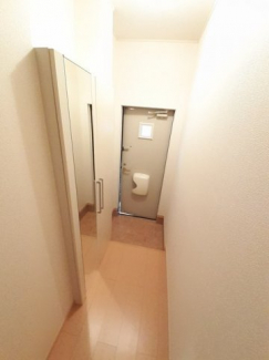 全身ミラー付きのシューズボックスがあります