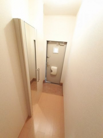 全身ミラー付きのシューズボックスがあります