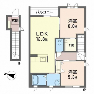 2階角部屋の2LDKです