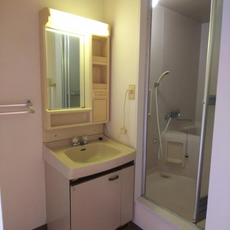 収納場所・タオル掛けのある洗面スペース